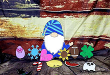 Load image into Gallery viewer, 9 PIECE 6&quot; INTERCHANGEABLE GNOME SET - Blank wood Cutout
