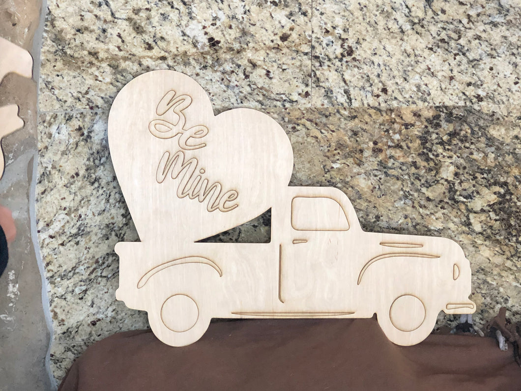 BE MINE TRUCK - Blank wood Cutout