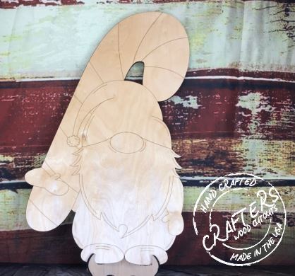 GNOME WITH CANDY CANE - Blank wood Cutout