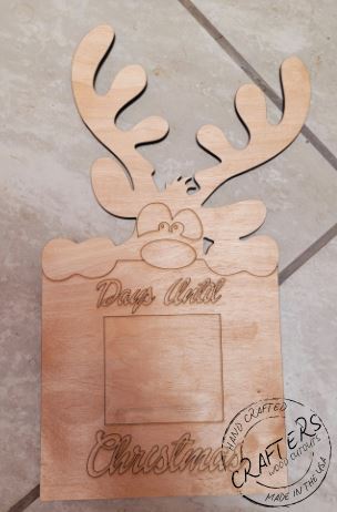 COUNTDOWN TO CHRISTMAS  REINDEER WITH SIGN - Blank wood Cutout