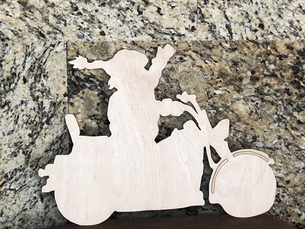 SANTA MOTORCYCLE - Blank wood Cutout