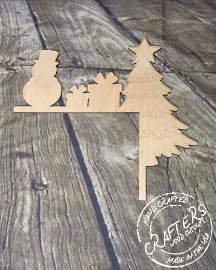 CHRISTMAS TREE PRESENT DOOR CORNER - Blank wood Cutout