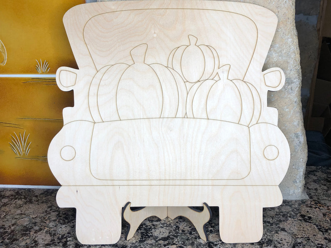 BACK OF TRUCK WITH PUMPKIN- Blank wood Cutout
